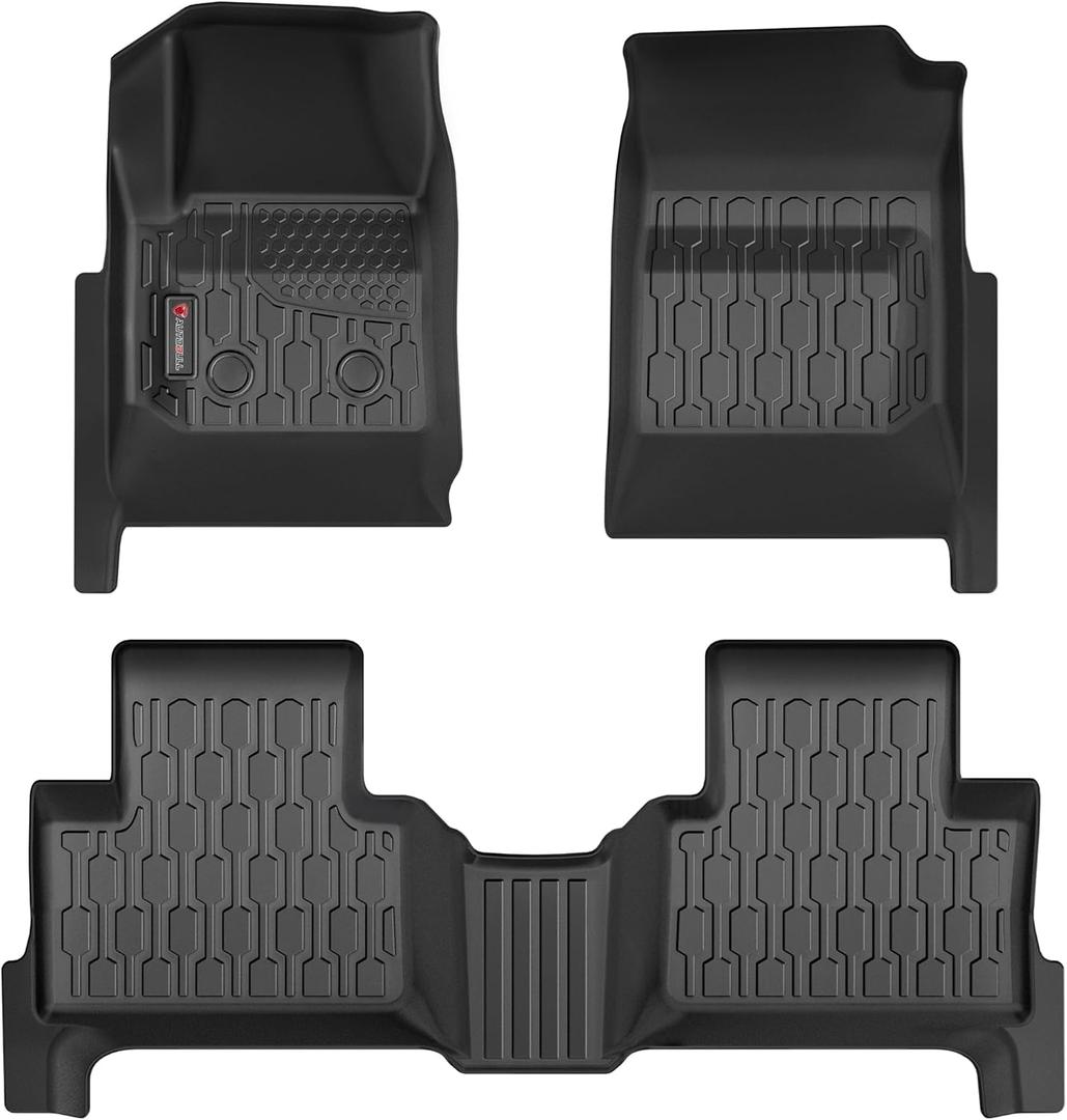 Floor Mats Compatible with 2015-2022 Chevy Colorado/GMC Canyon Crew Cab, All Weather TPE Floor Liners, Custom Fit Car mats, 1st & 2nd Row, Black