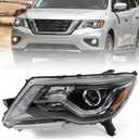 Huray Left Halogen Headlight Assembly Fit for Nissan Pathfinder 2017-2020 LH w/LED DRL Projector Headlamp OE Factory Head Light Replacement for NI2502252 114-60864L Driver Side