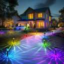 TISEJOY Solar Pathway Lights Outdoor Waterproof 8 Pack Color Changing Garden Light for Yard Patio Driveway Walkway Lawn Landscape Lighting for Outdoor 4th of July Decorations