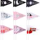 18Pcs Ghost Boo Halloween Pennant Flags Boo Basket Pennant Flags- Perfect for Halloween Decorations & Parties, Black&Pink