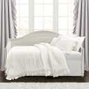 Lush Decor Reyna Ruffle Daybed 6 Piece Set 68" W x 92" L, White - White Bedding Set - Daybed Comforter Set - Ruffled Bedding - Coquette Decor