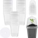 EBaokuup 30PCS Clear Plant Nursery Pots with Humidity Dome - 3" Durable Plastic Gardening Pot, Small Plant Container for Seedlings/Vegetables/Succulents/Cuttings