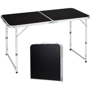 4.0 Ft Folding Portable Camping Table with Three Adjustable Heights, RV Tables for Inside a Camper, Outdoor, BBQ, Dining, Picnic, Cooking, Beach, Garden, Black