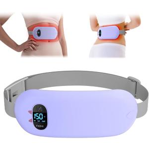 Portable Heating Pad for Cramps FSA, HSA Cordless Electric Period Fast Heat Pad for Back Pain Relief Menstrual Belt 6 Heat 6 Massage Gifts for Women Her Girlfriend Christmas Stocking Stuffers Purple