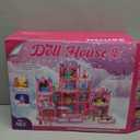 Doll House for Girls, Dream Dollhouse 4-Story 15 Rooms with 2 Dolls, Lights, Animals, Furniture and Accessories, Pretend-Play Toddler Playhouse Gift for 3 4 5 6 7 8 9 10+ Year Old Girls Toys