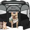Dog Cat Playpen Indoor Outdoor for Puppy Pet Dogs Cat Travel and Recovery After Surgery, Dog Enclosure Tent Crates Cage, Portable Pop Up Dogs Kennel with Carrying Case (Dark Grey, Medium)