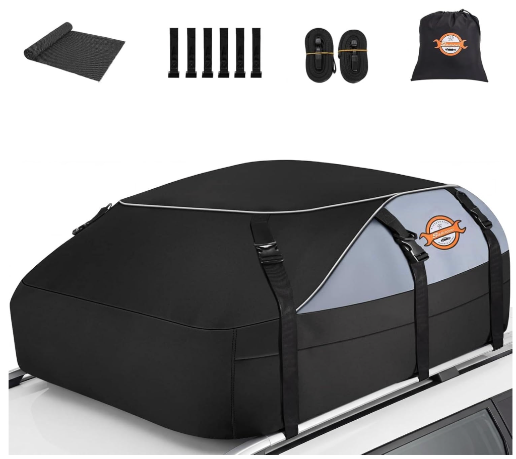 Sailnovo Rooftop Cargo Carrier Roof Bag, 20 Cubic feet Soft Waterproof Car Roof Bag fit Cars with/Without Rack, 6 Tie-Down Straps, 6 Door Hooks, Foldable Car Top Carrier for Road Trip Camping Travel