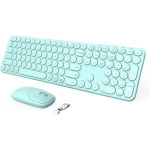 seenda Wireless Keyboard and Mouse, USB & Type C 2-in-1 Receiver, SK73-3 Full Size Green Wireless Keyboard Mouse Combo, Compatible for Windows, MacBook Pro/Air, Laptop, Desktop, PC - Mint Green