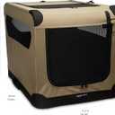 Amazon Basics Portable Folding Soft Dog Crate, Double Door, Collapsible Travel Kennel, Easy to Assemble, Medium, 29.92" x 21.3" x 21.3", Tan