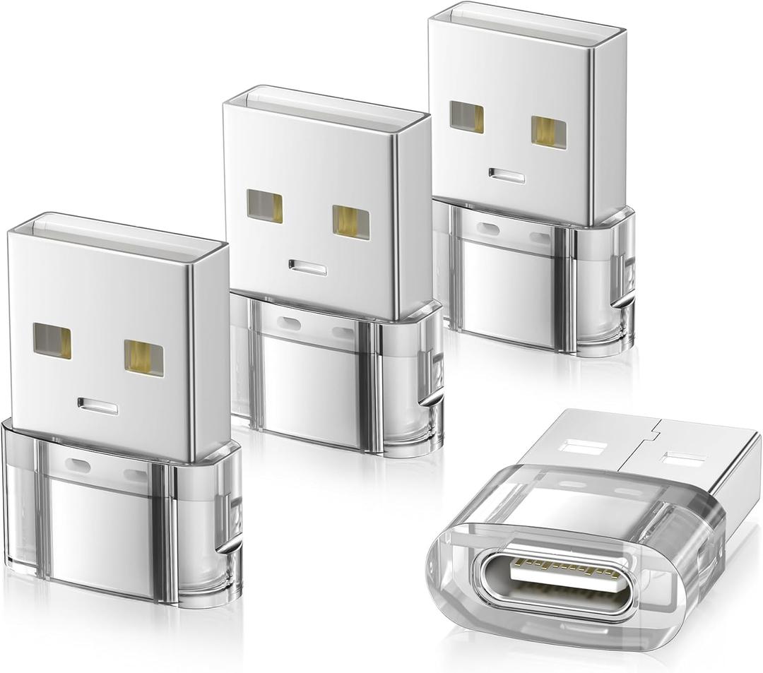 Elebase for New iPhone 17 17e Pro Max Car Charger,USB to USB C Adapter 4 Pack,Type C Female to A Male Converter for Apple Air 16 15 14 Plus,Apple Watch 11 10 9,Airpods 4 3,iPad 8 Mini 6 7,Samsung S26