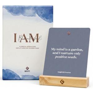 52 Positive Affirmation Cards for Women - Classic Blue Motivation Cards Size 4x5in with Display Stand - Mindful Affirmations to Daily Growth Challenges & Inspiration - Mindfulness & Self Care Gift for Women
