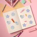 Valentine's Day Holographic Glitter Stickers Roll -1500 Pcs Star/Heart/Circle Shapes, Iridescent Self-Adhesive Decals for DIY Crafts, Scrapbooking, Laptop & Water Bottle Decor