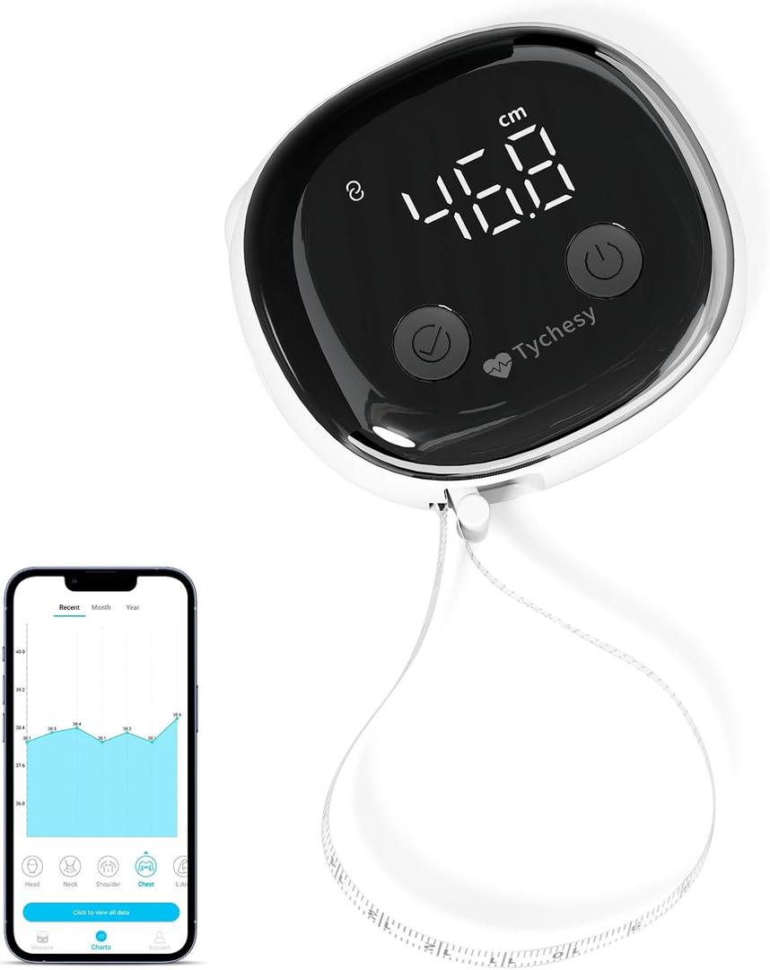 Smart Body Measuring Tape Weight Loss, Bluetooth Digital Body Tape Measure with APP for Body Measurement, and Muscle Gain, Clear LED Display, USB-C Rechargeable, Unlimited Users