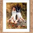 iRahmen 10x12 Picture Frame with HD Tempered Glass, Display Pictures 8x10 with Mat or 10 x 12 Without Mat, Wood Photo Frame for Tabletop and Wall Display (Rustic Brown, 1 Pack)