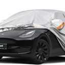 Kayme 6 Layers Car Cover Custom Fit for Tesla Model Y, Waterproof All Weather for Automobiles, Outdoor Full Car Cover Sun Rain UV Snow Protection.Silver