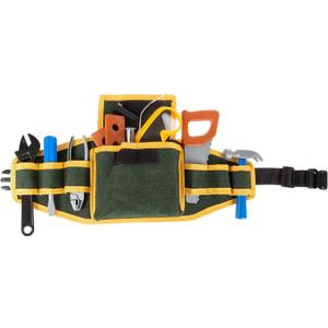 Hey!Play! Kids Tool Belt Set - Childrens Handyman Kit with 2 Belts, Saw, Hammer, Screwdriver, Wrench, Pliers, Safety Goggles, 20 Pcs