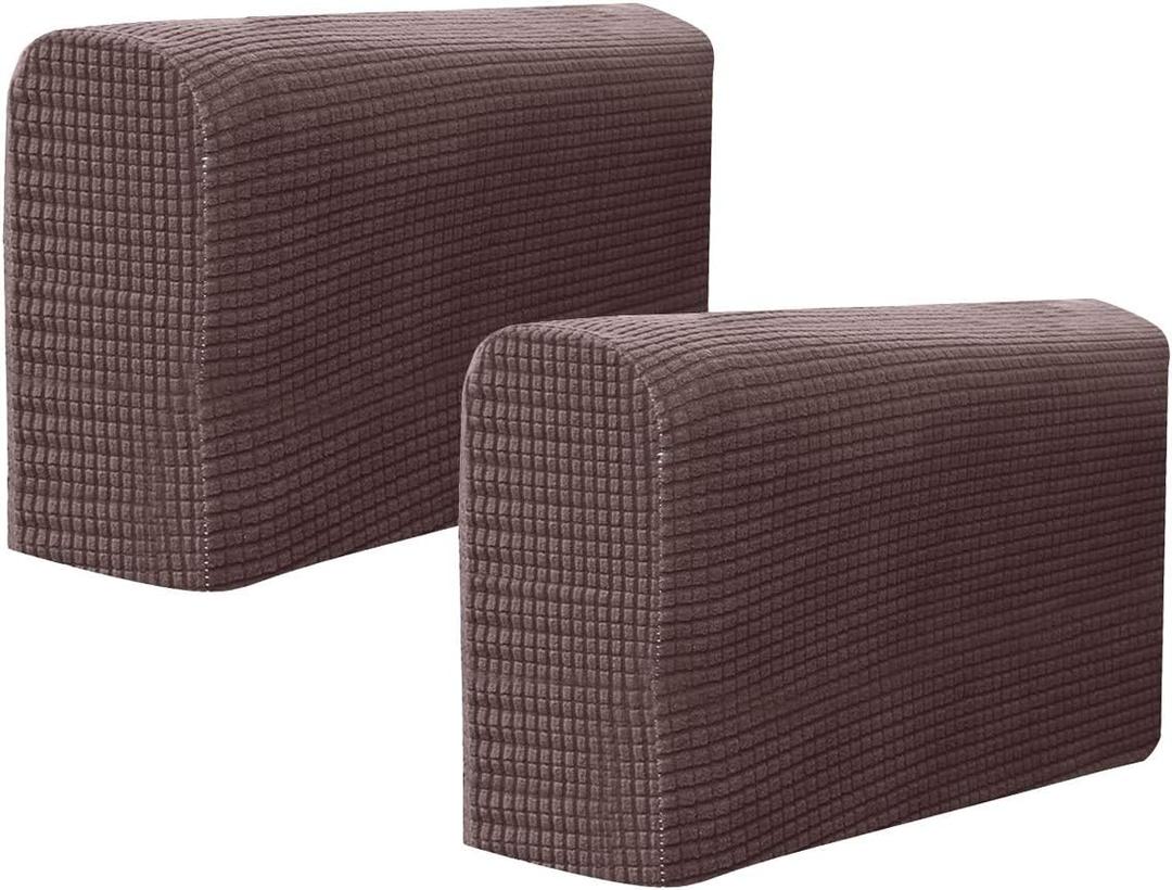 2 Pcs Couch Arm Covers Polyester Anti- Slip Armchair Cover Armrest Cover for Chairs Sofa Stretch Armrest Covers Furniture Protector Washable Armchair Slipcovers (Dark Coffee) 2 Pcs Couch Arm Covers Polyester Anti- Slip Armchair Cover Armrest Cover for Chairs Sofa Stretch Armrest Covers Furniture Protector Washable Armchair Slipcovers (Dark Coffee)