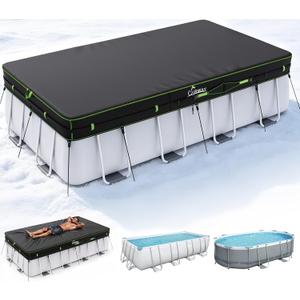 UIRWAY 500D 16x32FT Winter Pool Cover Rectangular Heavy Duty Thick Fabric