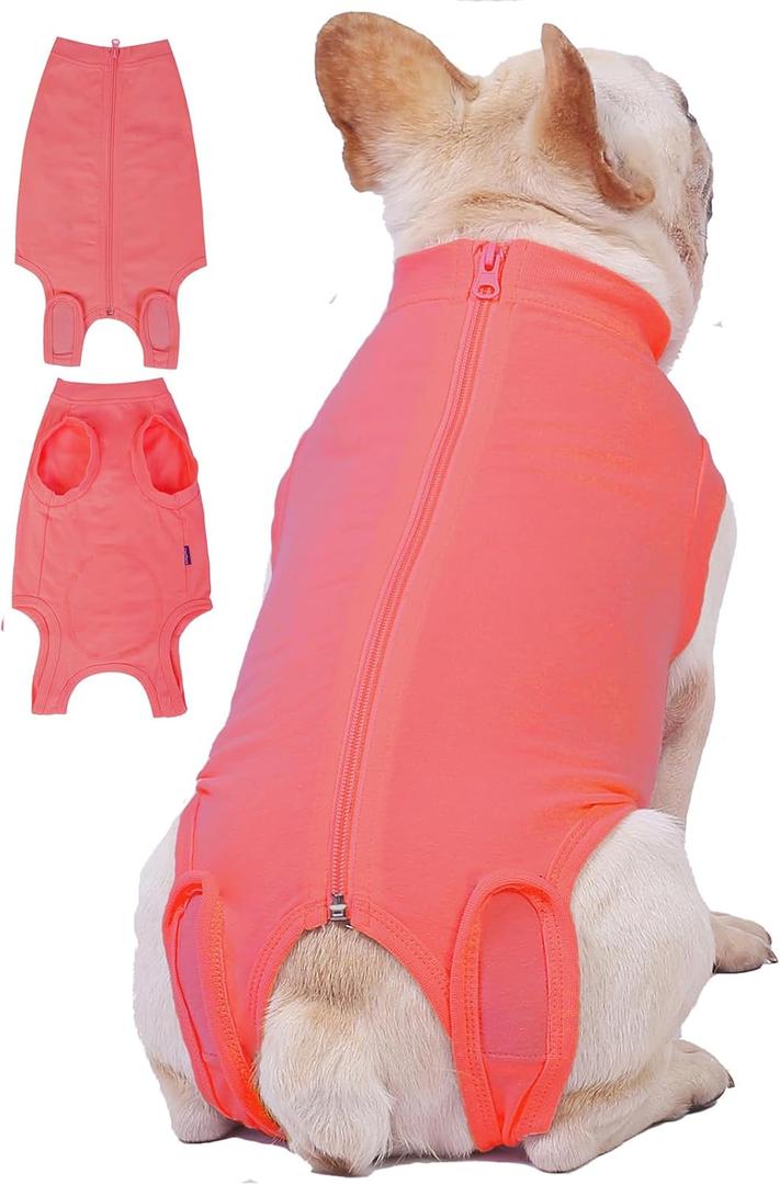 Dog Surgery Recovery Suit - After Spay, Abdominal Wounds Post Surgical Recovery, Anti Licking Breathable Dog Onesies for Small, Medium & Large Pet, Alternative Bandages Cone E-Collar (XS(Back 8 - 10" Chest 12 - 14" Weight 4 - 8lb))