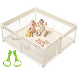Mloong Large Baby Playpen for Toddler - 6959in Babies Play Pen Playard Active Center Beige