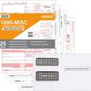 1099 MISC Forms 2025 with Envelopes,25 Vendor Kit of Laser Forms,Compatible with QuickBooks and Accounting Software