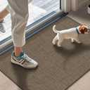 LEKEEPGO Ultra Thin Indoor Door Mat 17"x29", Low-Profile Door Mat Indoor Entrance, Non Slip Rubber Backing Inside Doormat Washable Welcome Front Entryway Dirt Trapper Entry Mat, Brown