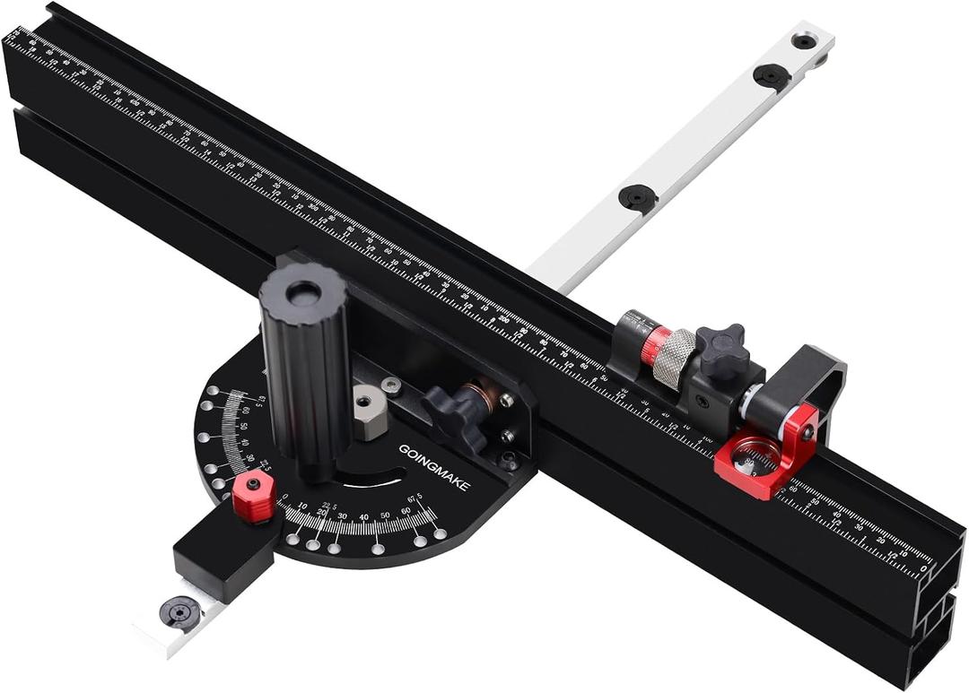 GOINGMAKE Table Saw Miter Gauge with Micro Adjust Flip Stop and 13 Precision Angle Position Stops, Miter Gauge for Table Saw with 18 Inch Fence for Crosscut and Miters, Fits 3/8" x 3/4" Slot