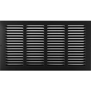HVAC Premium 14'' x 8'' [Duct Opening] Flat Stamped Steel Return Air Grille - Sidewall and Ceiling - HVAC Vent Duct Cover - Black [Outer Dimensions: 15.75''w X 9.75''h]