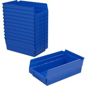 Akro-Mils 30130 Heavy Duty Plastic Shelf Bins, 12"x 6.5"x 4", Blue, 12-Pk