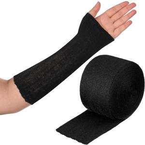 Nuanchu Cotton Stockinette Tubular Elastic Bandage Cast Sleeve Roll Elastic Wrap Tube Bandages Comfortable Cast Stockinette for Arm Leg Knee Prewrap(Black,4 Inch X 5.47 Yard)