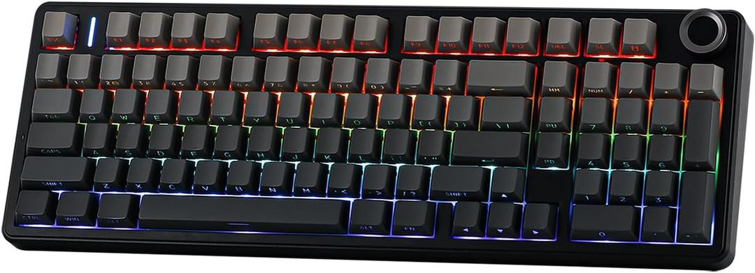 Aula F99 PRO 96% Mechanical Gaming Keyboard, BT5.0/USB-C/2.4GHz Wireless, Hot Swappable Gasket Custom Keyboard with 8000mAH Battery, Rotary Knob, RGB Backlit for Win/Mac (Grey)