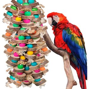 Parrot Toys for Large Birds, Multicolored Wooden Blocks Bird Chewing Toy Parrot Cage Bite Toy or Macaws Cokatoos African Grey and Large Medium Birds