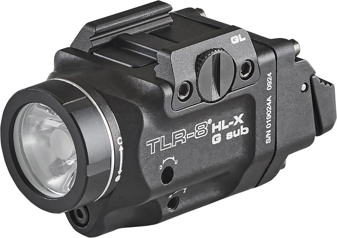 Streamlight 69476 TLR-8 HL-X G sub USB 1000-Lumen Weapon Rail-Mounted Rechargeable Tactical Flashlight with Integrated Green Aiming Laser for Glock 43X/48 MOS and 43X/48 Rail Only, Black