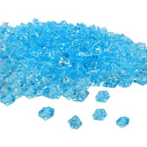 300 Pcs Acrylic Ice Rocks Crystals Gems, Bulk Fake Crystals, Plastic Diamonds for Vase Filler Wedding Decoration Table Scatter Party Arts Crafts Display (Light Blue)