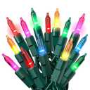 PREXTEX Multicolored Christmas Lights with Green Wire, 60 Feet, 300 Lights, Colorful String Lights Indoor or Outdoor - Incandescent String Lighting for Christmas Tree Decorations for Fences and Patios
