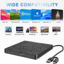 External DVD Drive USB 3.0 USB-C CD Burner CD/DVD Player Optical Drive, Portable CD DVD Disc Copier for Laptops and PC Compatible with Windows 7/8/10/11, Linux, and Mac OS