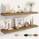 Dreamland Deep Floating Shelves, 8" Deep Long Shelves Set of 2, 40 Inches Floating Shelf for Wall,Large Display & Storage Shelf for Bathroom Bedroom Living Room Kitchen Office, Walnut, 40"W x 8"D, 2 Pack