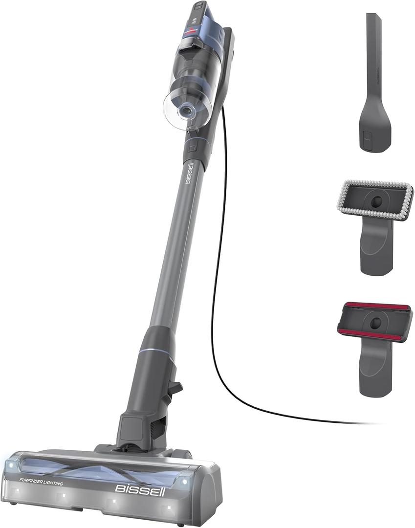 Bissell PowerClean FurFinder Corded Stick Vacuum, Tangle-Free Brush Roll, 30-Foot Power Cord, Self-Standing, HEPA Filtration, Bright Headlights, 4282K