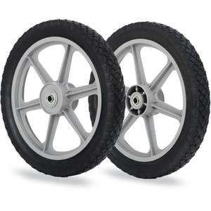 14 x 1.75'' Rubber Tire and Plastic Spoke Wheel, 2.5" Hub Length, 1/2" Axle Bore, for Lawn mower Trolley Dolly Wheel Replacement, Pack of 2 