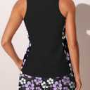 Summer Mae Blouson Tankini Swimsuits for Women 2026 Tummy Control Two Piece Bathing Suits with Sporty Pockets Swim Shorts (Black, M)