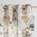 MYSKY HOME Floral Linen Curtains 84 inch Length 2 Panels Set Spring Flower Patterned Semi Sheer Light Filtering Privacy Farmhouse Grommet Drapes for Living/Dining Room, Yellow, W52 x L84, Pack-2