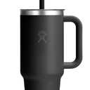 Hydro Flask 40 Oz Clear Lid Travel Tumbler with Straw and Handle - Insulated Stainless Steel in 40 Oz Black
