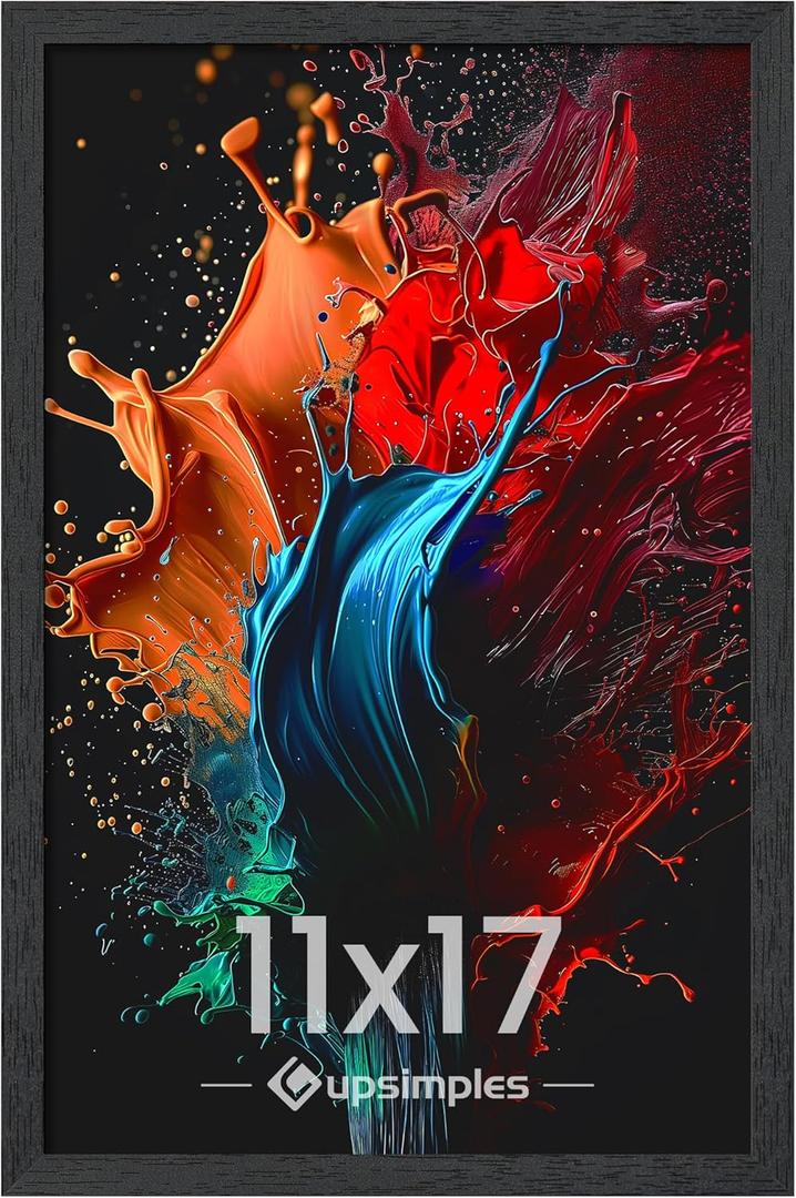 upsimples 11x17 Picture Frame, Wall Gallery Photo Frames with Engineered Wood, Black 1 Pack