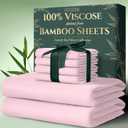 DECOLURE 100% Viscose Derived from Bamboo Sheets King Size 6pcs - Ultra Soft & Luxuriously Cooling, 17" Deep Pocket, Double Stitching, Perfect for Hot Sleepers - King Bed Sheets (Light Pink)