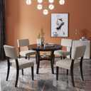 YOPTO 5 Pieces Dining Table Set with 42" Round Kitchen Desk, Wooden Living Room Furniture W/ 4 Upholstered Chairs, for Restaurant, Home Bistro, Espresso