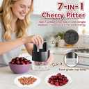 2026 Upgraded 7-in-1 Cherry Pitter Tool, Food Grade Multi-Fruit Corer with Anti-Splatter Guard, 1.5" Extra Large Slots, Easy Push Seed Remover for Cherries Olives, Dishwasher Safe Kitchen Gadget