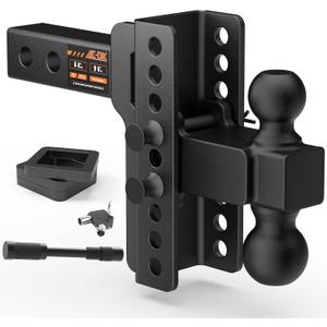 AC-DK Adjustable Truck Trailer Hitch for 2 Inch Receiver, 6" Drop/Rise,Tow Hitch with Dual Balls (2" & 2-5/16"), 20,000 lbs GTW, 2000 lbs TW,Includes Hitch Pin Lock & Rubber Rings