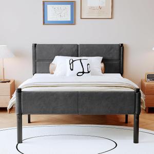 Metal Bed Frame,14Inch Twin Size Bed Frame with Storage Space,Heavy Duty Sturdy Mattress Foundation,Easy Assembly,No Box Spring Needed,Twin Grey
