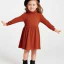 Vieille Toddler Baby Girls Fall Clothes Soft Knit Turtleneck Sweater Dress Long Sleeve Winter Outfits 2-6 Years