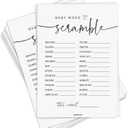 GardenCity 50 Baby Shower Word Scramble Game Cards, Fun Baby Shower Games for Boy or Girl, Gender Neutral - Minimalist, 5X7 Inches